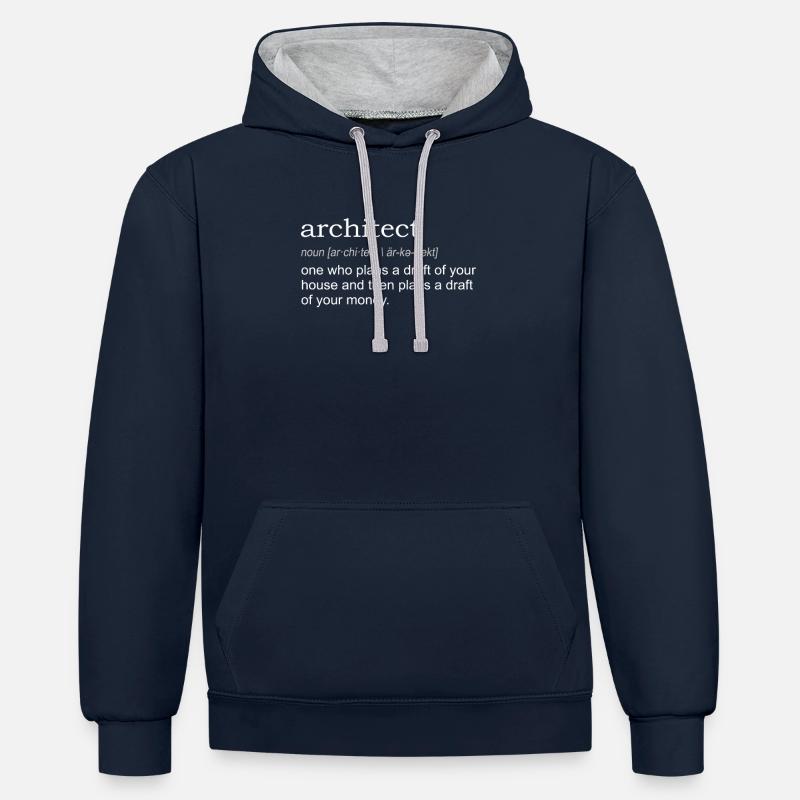 Définition de cadeau drôle d'architecte - Sweat à capuche contrasté - bleu marine/gris chiné