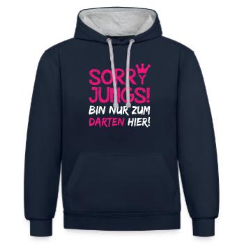 Sorry Jungs Bin Nur Zum Darten Hier Dartspielerin - Kontrast-Hoodie - Navy/Grau meliert - Vorne - Nico (186cm)
