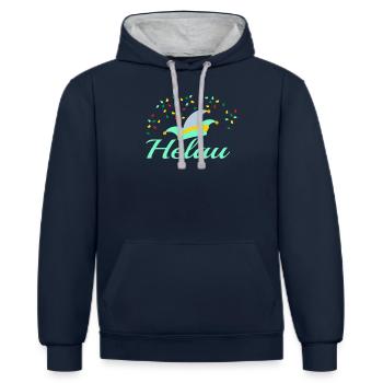 Helau Carnaval - Sweat à capuche contrasté - bleu marine/gris chiné - Devant - Nico (186cm)