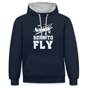 Modellflug Pilot Geschenk - Kontrast-Hoodie - Navy/Grau meliert - Vorne - Nico (186cm)