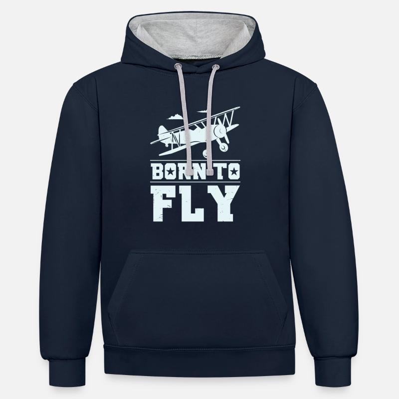 Modellflug Pilot Geschenk - Kontrast-Hoodie - Navy/Grau meliert