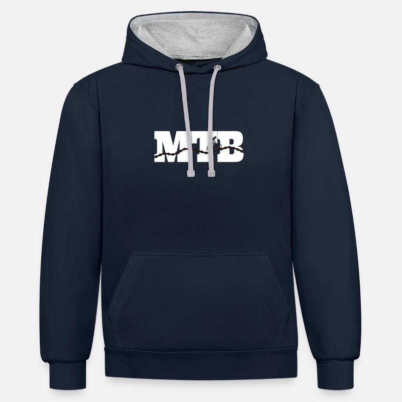 VTT, VTT, vélo, vélo - Sweat à capuche contrasté - bleu marine/gris chiné