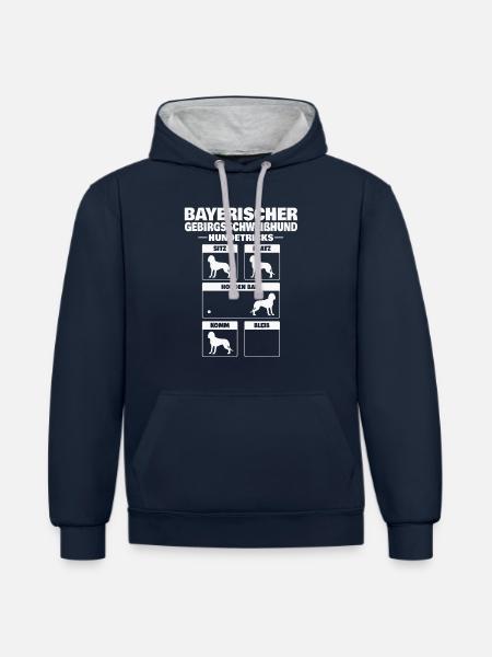Bayerischer Gebirgsschweisshund Tricks BGS - Kontrast-Hoodie - Navy/Grau meliert