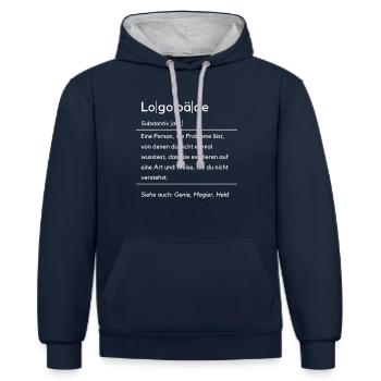 Lustige Logopäde Definition Logopädie Logopädin - Kontrast-Hoodie - Navy/Grau meliert - Vorne - Nico (186cm)