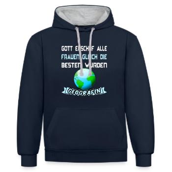 Geografin Geografie Geograf - Kontrast-Hoodie - Navy/Grau meliert - Vorne - Nico (186cm)