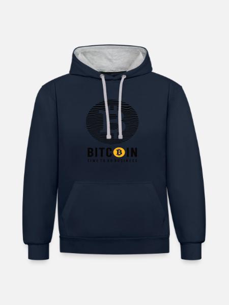 Bitcoin Time To Do Business - Contrast hoodie - navy/heather grey