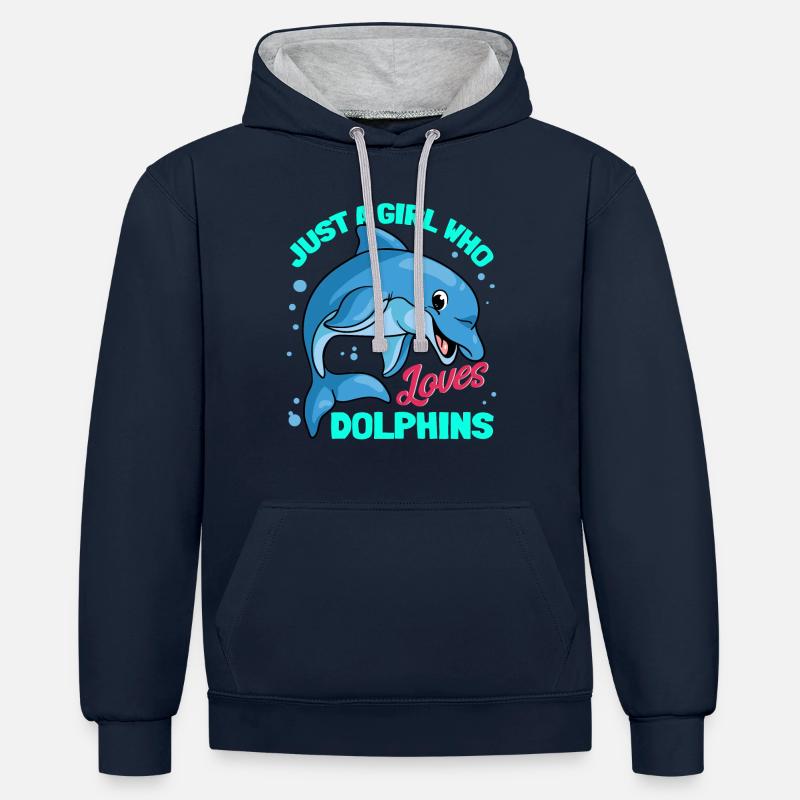 Dauphin Dauphin Dauphin - Sweat à capuche contrasté - bleu marine/gris chiné