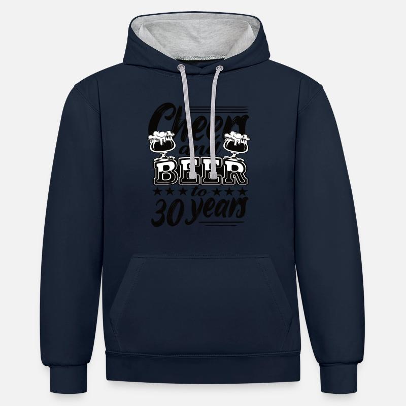30e anniversaire - Sweat à capuche contrasté - bleu marine/gris chiné