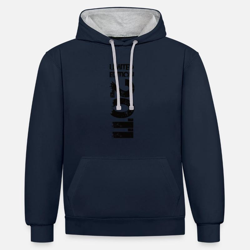 Édition limitée 2011 - Sweat à capuche contrasté - bleu marine/gris chiné