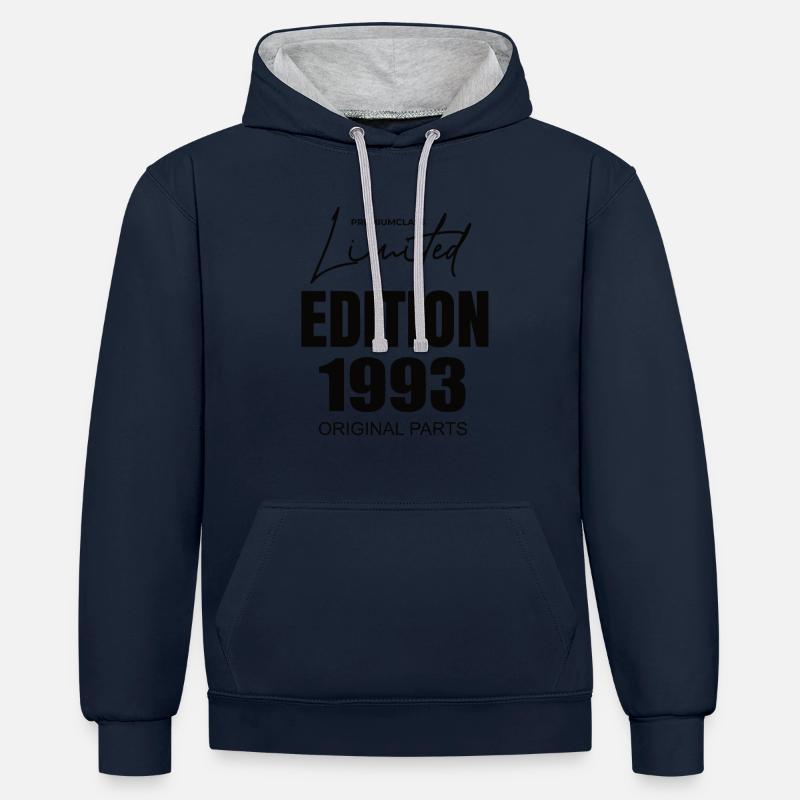 Édition limitée 1993 - Sweat à capuche contrasté - bleu marine/gris chiné