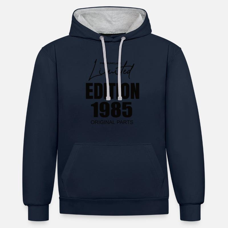 Édition limitée 1985 - Sweat à capuche contrasté - bleu marine/gris chiné