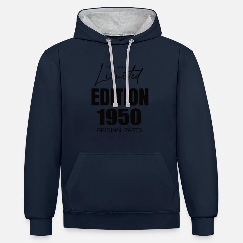 Édition limitée 1950 - Sweat à capuche contrasté - bleu marine/gris chiné