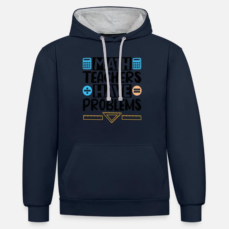 Math Teachers have Problems - Contrast hoodie - navy/heather grey
