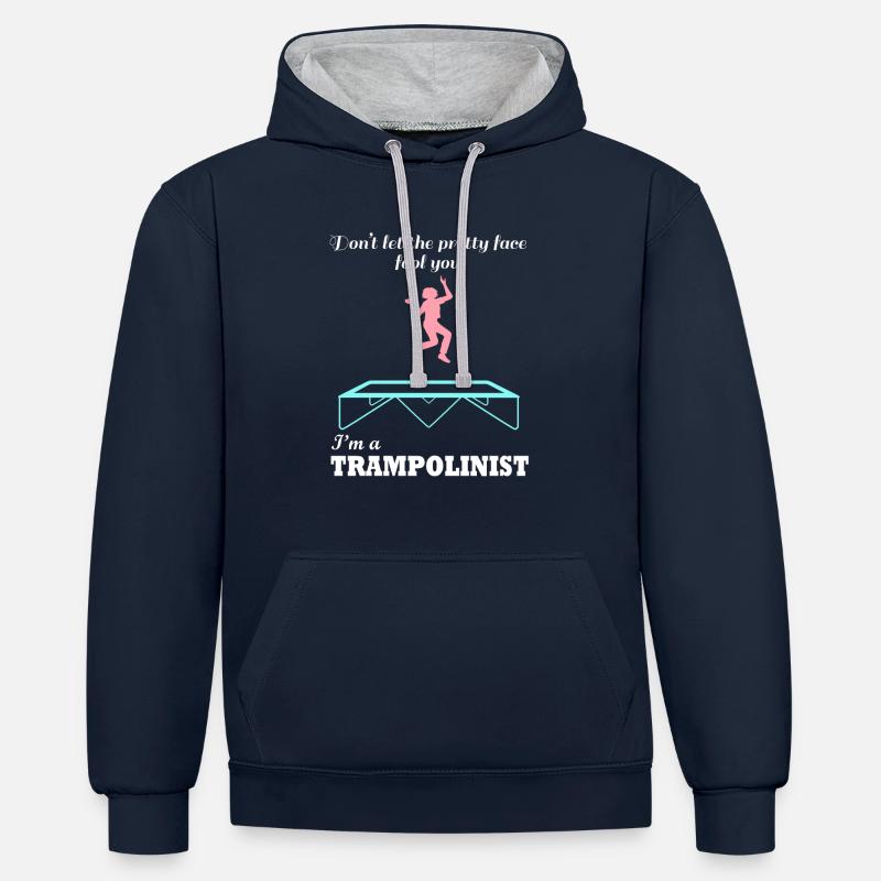 Trampoliniste drôle Trampoline Ju - Sweat à capuche contrasté - bleu marine/gris chiné