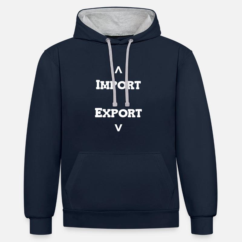 Import - Export - Kontrast-Hoodie - Navy/Grau meliert