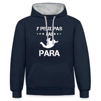 je peux pas j'ai para cadeau parachutiste - Sweat à capuche contrasté - bleu marine/gris chiné - Devant - Nico (186cm)