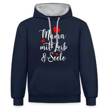 Vollblutmama Beste Mama Geschenk Liebe Mutterliebe - Kontrast-Hoodie - Navy/Grau meliert - Vorne - Nico (186cm)
