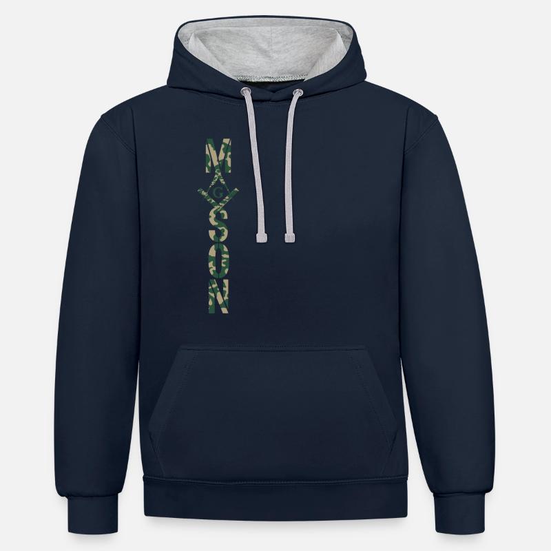 Maçon Camo Franc-maçon Maçon - Sweat à capuche contrasté - bleu marine/gris chiné