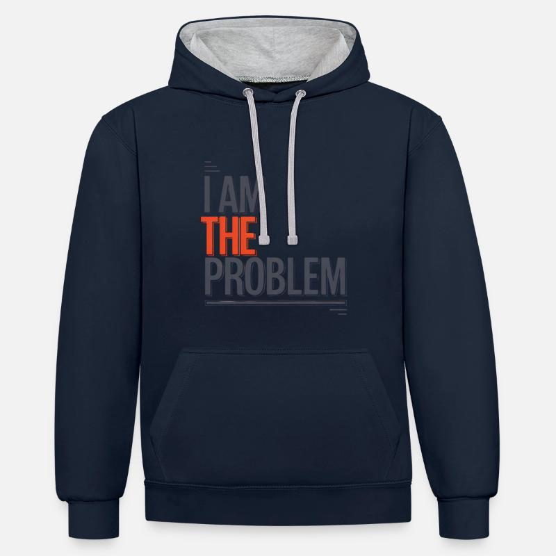 I Am The Problem Statement - Contrast hoodie - navy/heather grey