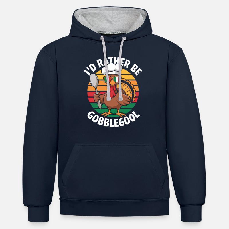 Dinde Thanksgiving Day Gobblegool - Sweat à capuche contrasté - bleu marine/gris chiné
