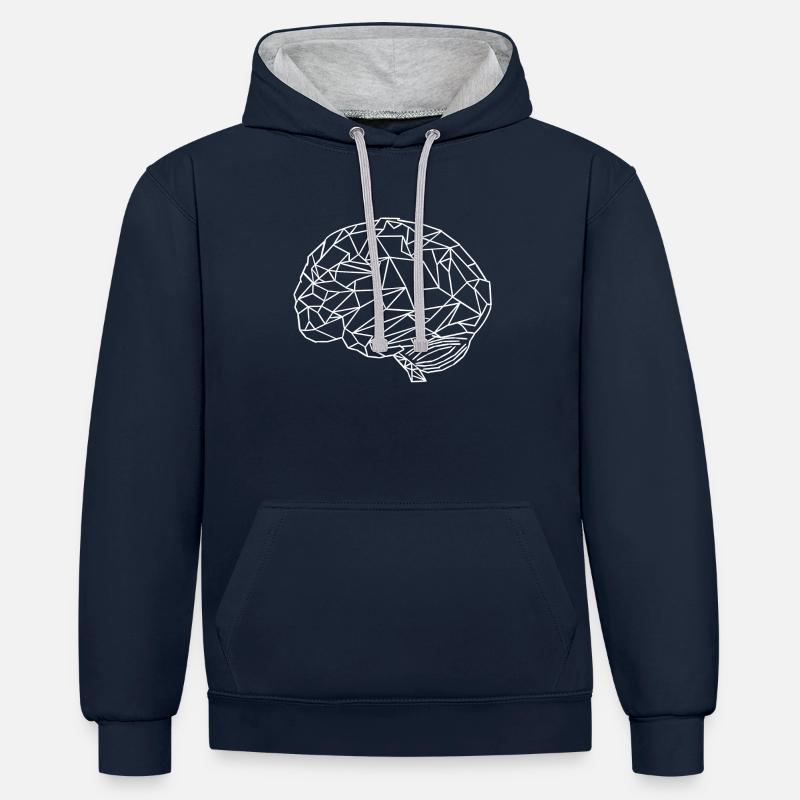 Géométrie Mefiziner - Sweat à capuche contrasté - bleu marine/gris chiné