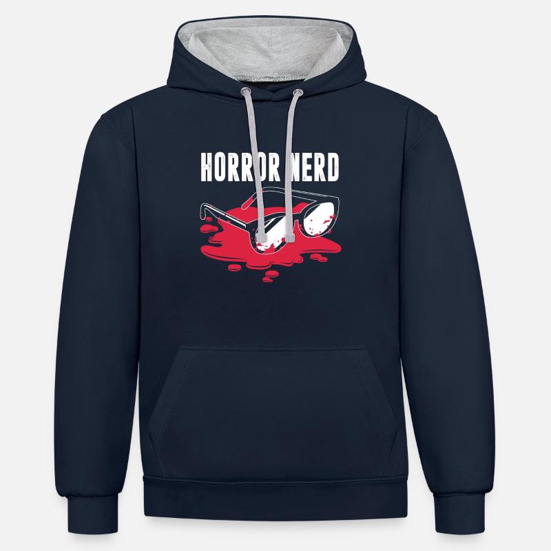 Horror Nerd - Sweat à capuche contrasté - bleu marine/gris chiné