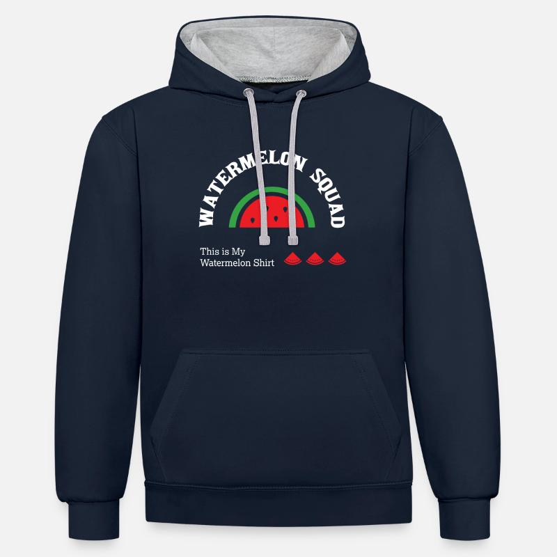 Melon tropical d'été Watermelon Squad - Sweat à capuche contrasté - bleu marine/gris chiné