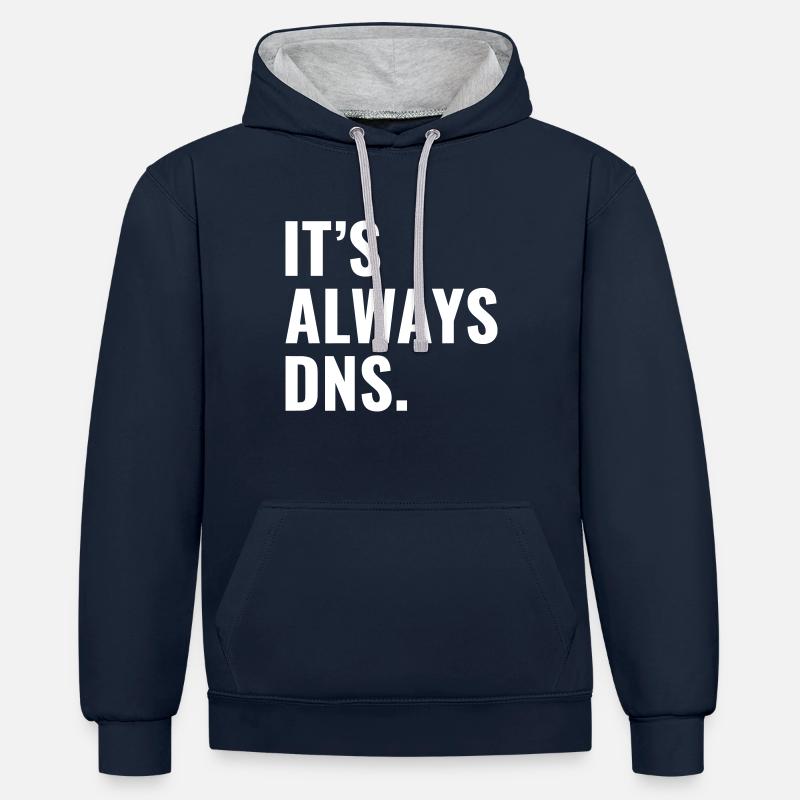 It's Always DNS IT Administrator und Informatiker - Kontrast-Hoodie - Navy/Grau meliert