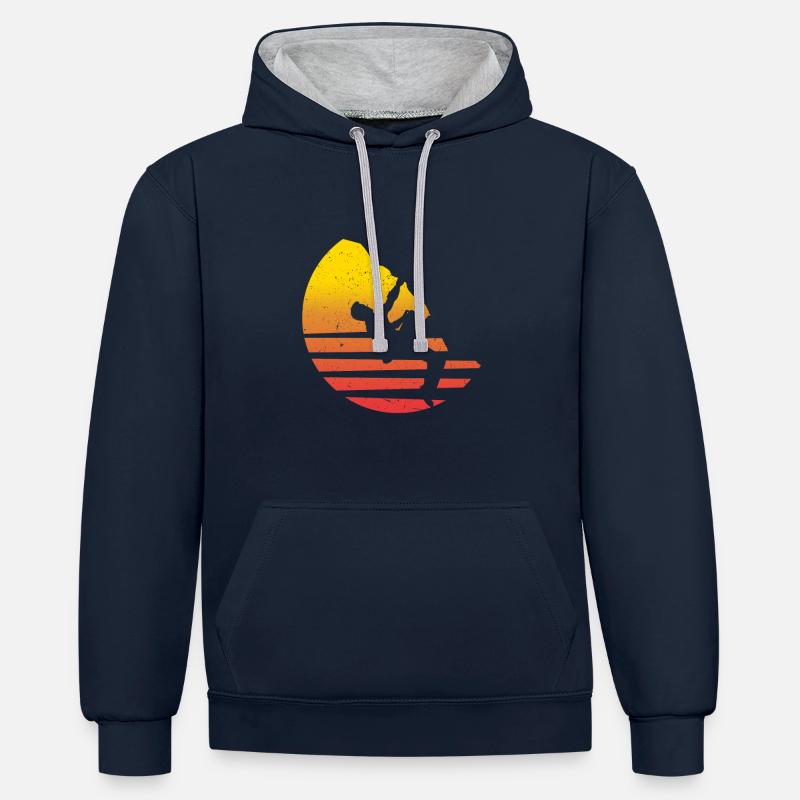 montée - Sweat à capuche contrasté - bleu marine/gris chiné