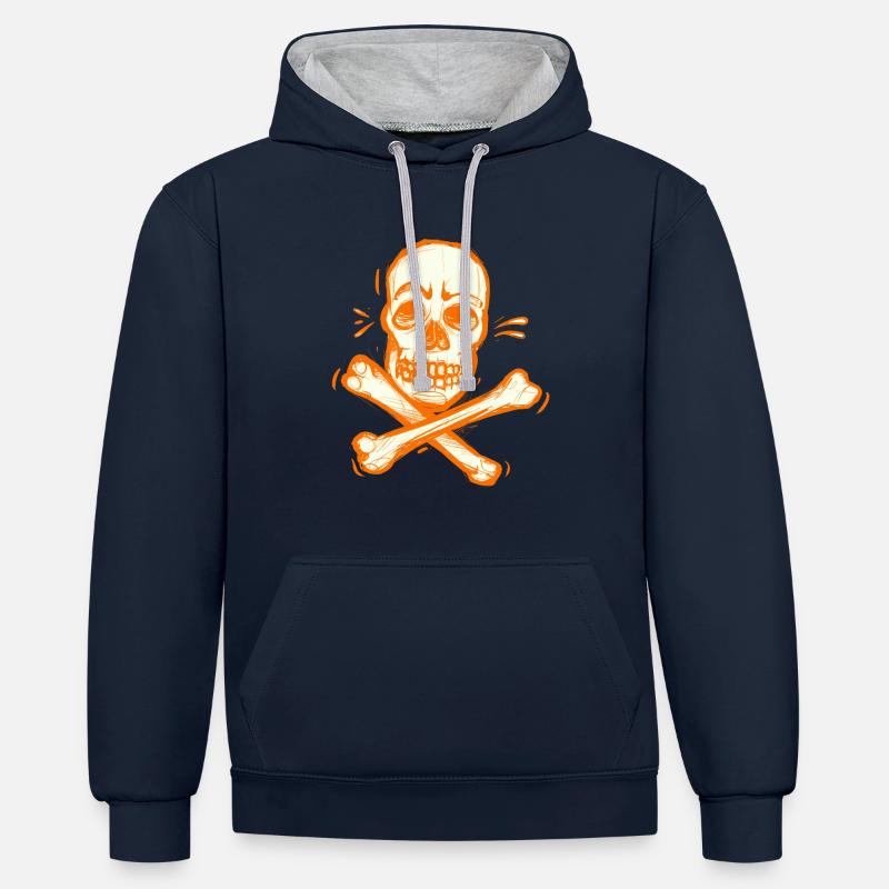 Dead Pirate Skull - Sweat à capuche contrasté - bleu marine/gris chiné
