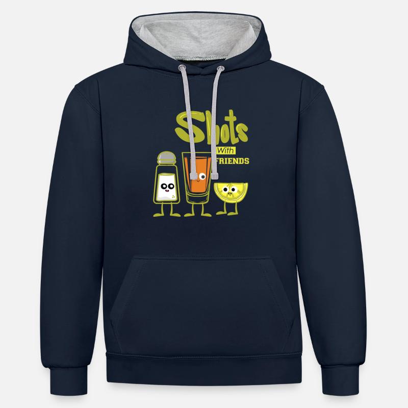 Tournages avec des amis - Sweat à capuche contrasté - bleu marine/gris chiné