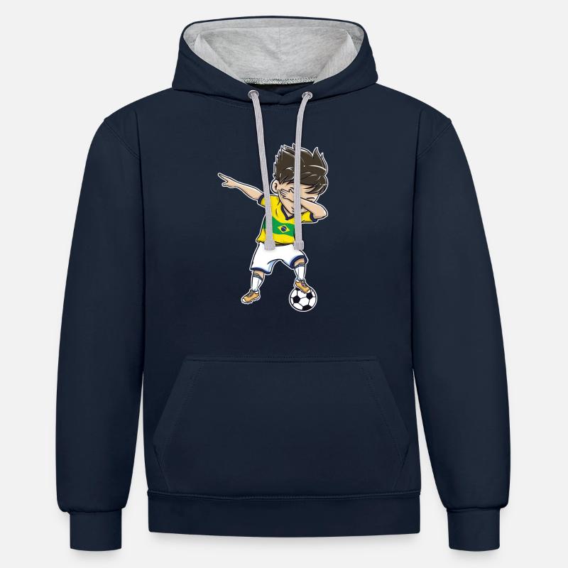 Brésil Don Dab - Sweat à capuche contrasté - bleu marine/gris chiné