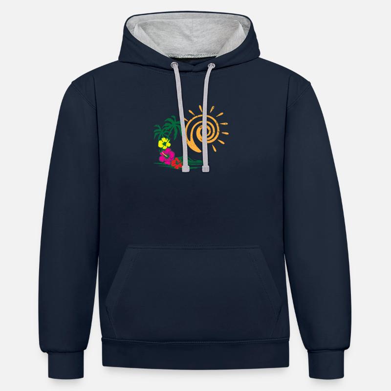 Soleil d’été - Sweat à capuche contrasté - bleu marine/gris chiné