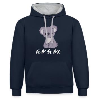 Koala - Koalas - T-shirt Koala - Pour sûr - Sweat à capuche contrasté - bleu marine/gris chiné - Devant - Nico (186cm)