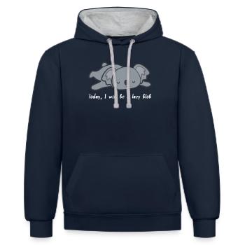Koala - Koalas - T-shirt Koala - Chill out - Sweat à capuche contrasté - bleu marine/gris chiné - Devant - Nico (186cm)