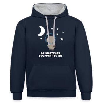 Koala - Koalas - Koala T-Shirt - Soyez vous - Sweat à capuche contrasté - bleu marine/gris chiné - Devant - Nico (186cm)
