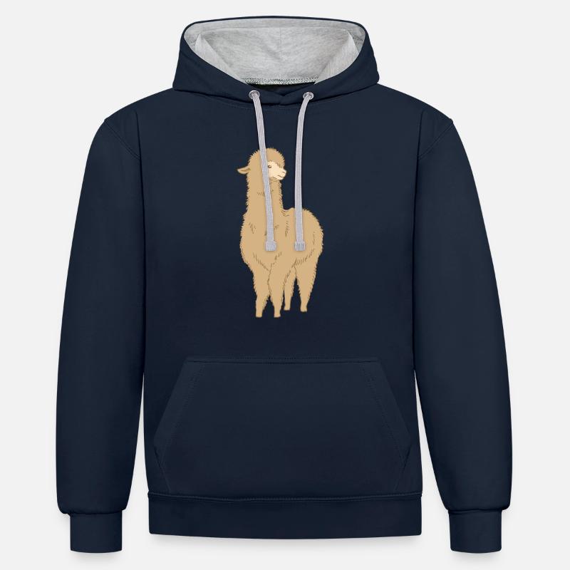 Alpagas - Sweat à capuche contrasté - bleu marine/gris chiné