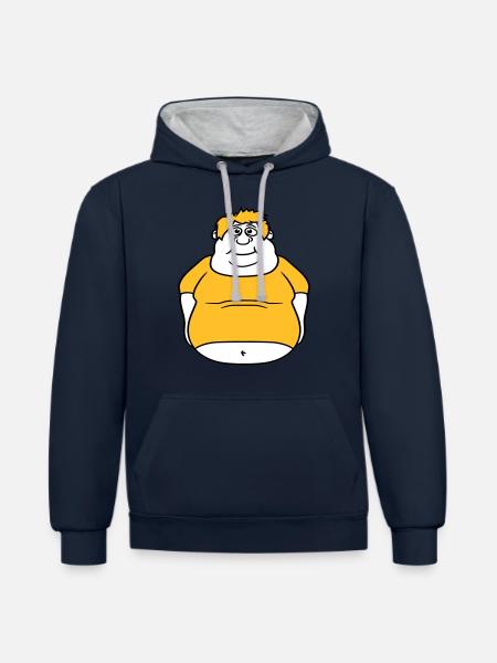 circle ball man fat thick clipart cartoon cartoon lu - Contrast hoodie - navy/heather grey