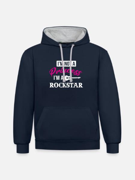 Musique rock - Sweat à capuche contrasté - bleu marine/gris chiné