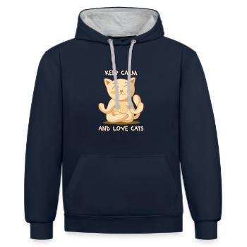 Keep calm and love cats cat kitten gift - Contrast hoodie - navy/heather grey - Front - Nico (186cm)