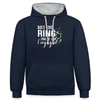 Bague de fiançailles bague de fiançailles mariage mariée - Sweat à capuche contrasté - bleu marine/gris chiné - Devant - Nico (186cm)