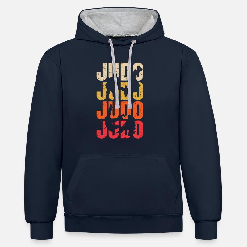 judo - Sweat à capuche contrasté - bleu marine/gris chiné