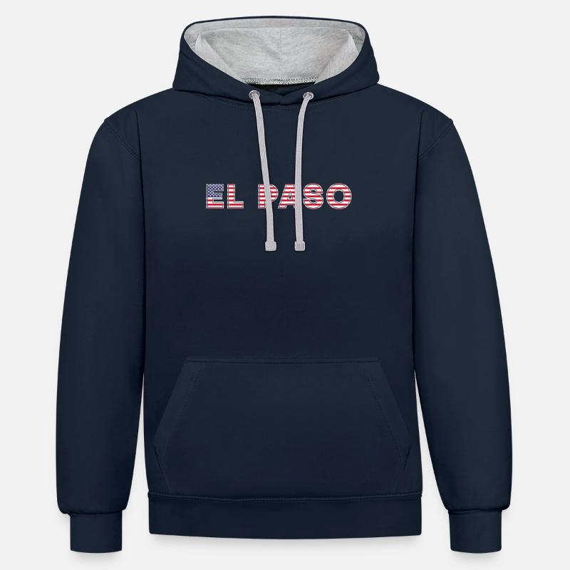 El Paso - Sweat à capuche contrasté - bleu marine/gris chiné