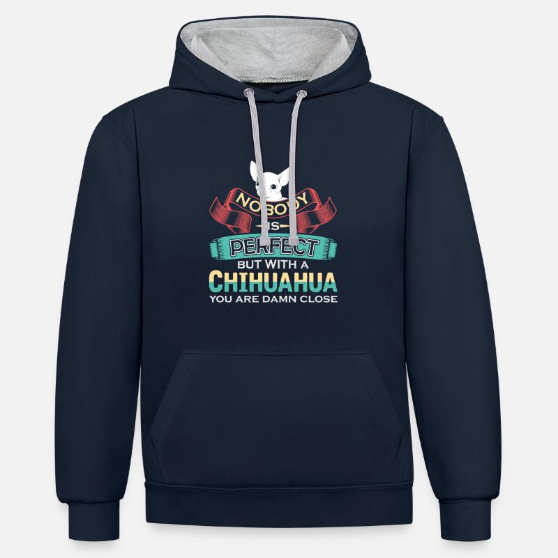 Chihuahua - Sweat à capuche contrasté - bleu marine/gris chiné