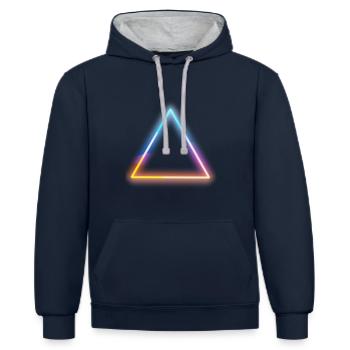 Néon lumineux moderne trois coin - Sweat à capuche contrasté - bleu marine/gris chiné - Devant - Nico (186cm)