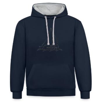 Boot Segelboot Sailing Boat See Meer Schiff Segeln - Kontrast-Hoodie - Navy/Grau meliert - Vorne - Nico (186cm)
