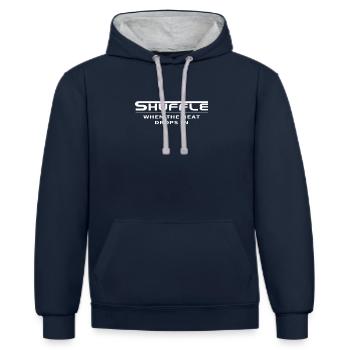 chemise shuffle - Sweat à capuche contrasté - bleu marine/gris chiné - Devant - Nico (186cm)