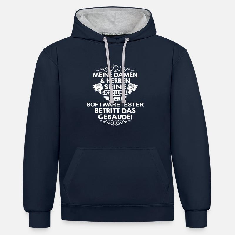 softwaretester - Kontrast-Hoodie - Navy/Grau meliert