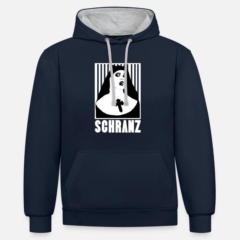Electro Schranz Nun - Sweat à capuche contrasté - bleu marine/gris chiné