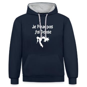 Je Peux pas j'ai Danse - Sweat à capuche contrasté - bleu marine/gris chiné - Devant - Nico (186cm)